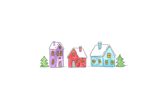 Download Christmas Village Watercolor - Christmas village watercolor Collection