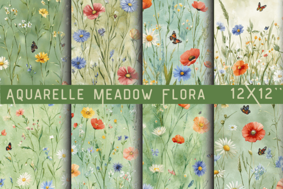 Download Aquarelle Meadow Flora Backdrop - Meadow flora Collection