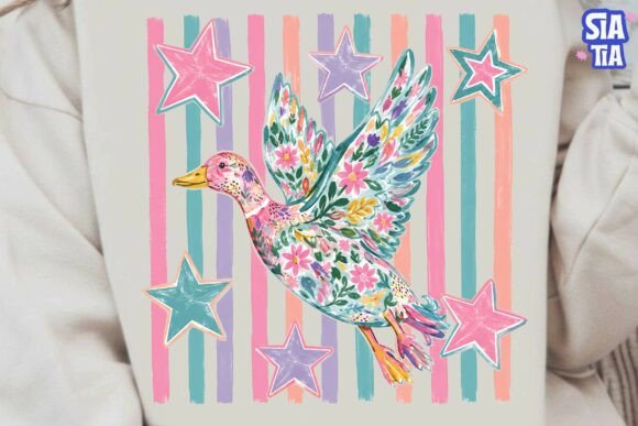 Download Floral Duck Stars Stripes PNG Clipart - Duck Collection