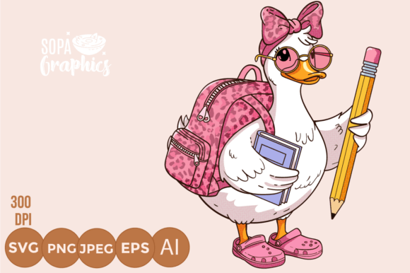 Download Back to School Stylish Cartoon Duck Png - Duck Collection