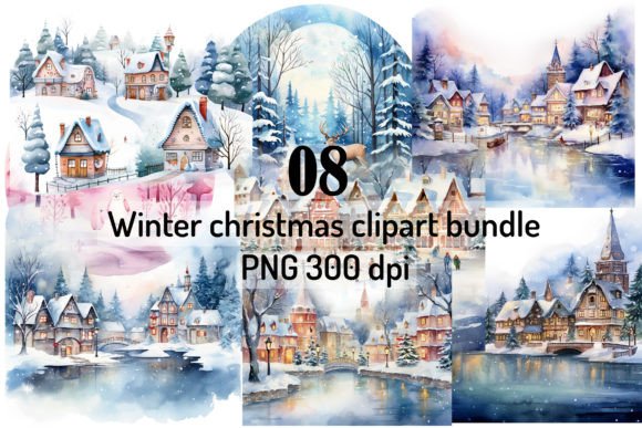 Download Christmas Village Watercolor Clipart Png - Christmas village watercolor Collection